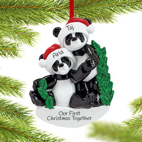 Personalized Panda Bear Couple Christmas Ornament