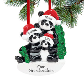 Personalized Panda Bear Family of 3 Christmas Ornament
