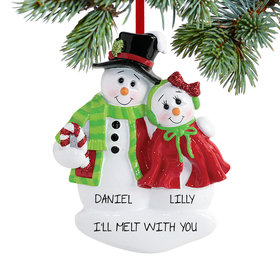 Personalized Snow Couple Hugging Christmas Ornament