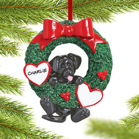 Personalized Dog Wreath (Black Lab) Christmas Ornament
