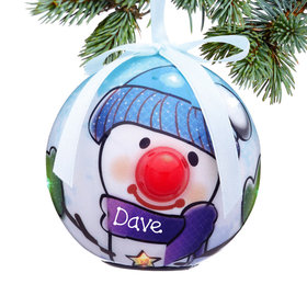 Personalized Blue Snowman Christmas Ornament