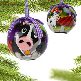 Personalized Blinking Nose Cow Christmas Ornament