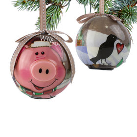 Personalized Blinking Nose Pig Christmas Ornament
