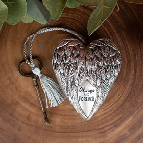Personalized Always and Forever Sculpted Wings Heart Christmas Ornament