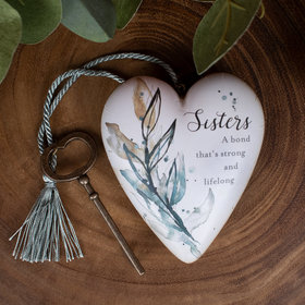 Personalized Sisters, A Bond that's Strong Heart Christmas Ornament