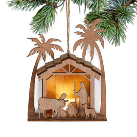 Wood Nativity Christmas Ornament