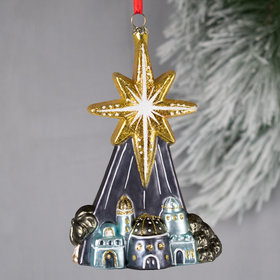 Blown Glass Star Over Bethlehem Christmas Ornament
