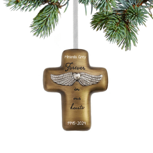 Personalized Forever In Our Hearts Cross Christmas Ornament