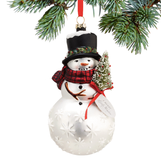 Personalized Snowman With Tree Christmas Ornament