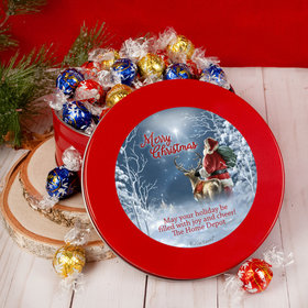 Personalized Christmas Starry Night Santa Tin with Lindor Truffles by Lindt - 24pcs