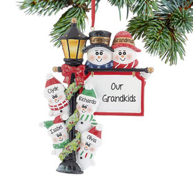 Personalized Lamppost Family of 6 Christmas Ornament