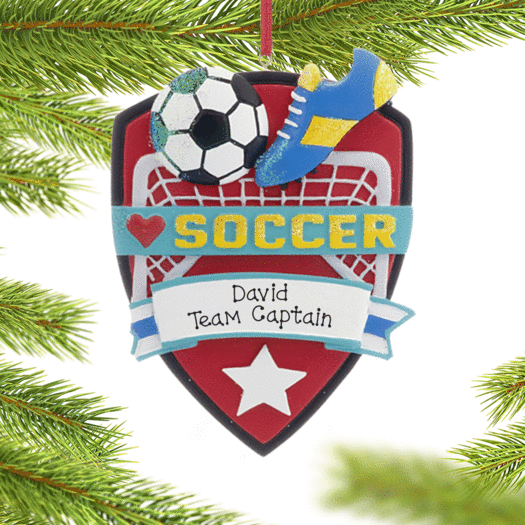 Personalized Love My Sport Soccer Christmas Ornament