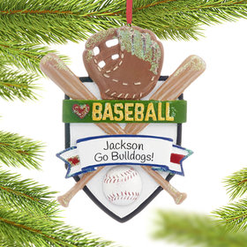 Personalized Love My Sport Baseball Christmas Ornament