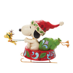 Jim Shore Peanuts Snoopy And Woodstock Dog Bowl Tabletop Christmas Ornament