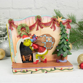 Jim Shore Sneaky Grinch Stealing Presents Storybook Tabletop Christmas Ornament