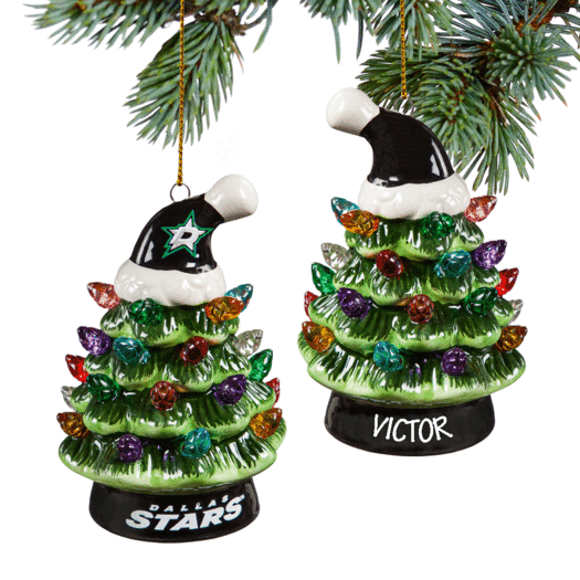 Personalized NHL Dallas Stars LED Ceramic Light Up Tree Christmas Ornament