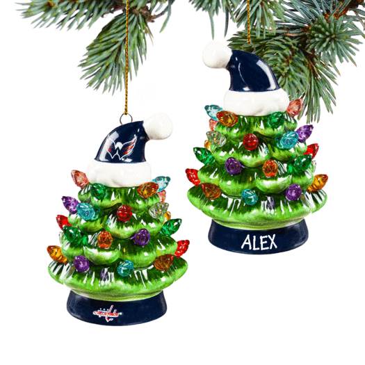 Personalized NHL Washington Capitals LED Ceramic Light Up Tree Christmas Ornament