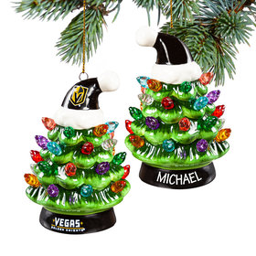 Personalized NHL Vegas Golden Knights LED Ceramic Light Up Tree Christmas Ornament