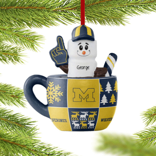 Personalized Michigan Smores Mug Christmas Ornament