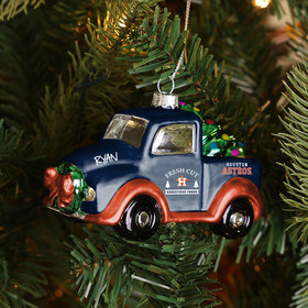 Personalized MLB Houston Astros Blown Glass Truck Christmas Ornament