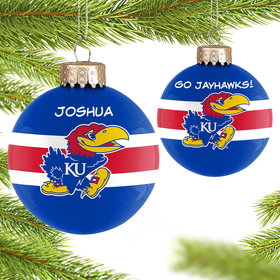 Personalized University of Kansas Glass Christmas Ornament