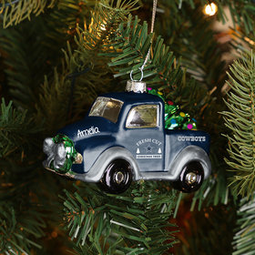 Personalized NFL Dallas Cowboys Blown Glass Truck Christmas Ornament