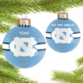 Personalized University of North Carolina Glass Christmas Ornament