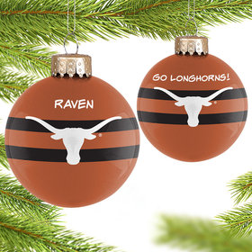 Personalized University of Texas Glass Christmas Ornament