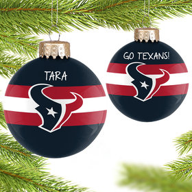 Personalized NFL Houston Texans Striped Glass Christmas Ornament