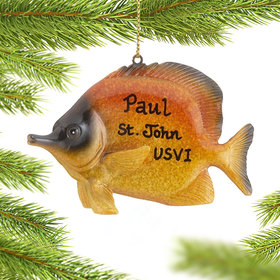 Personalized Golden Reef Butterflyfish Christmas Ornament