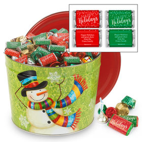 Personalized Scarf Snowman Happy Holidays Hershey's Mix Tin - 14 lb