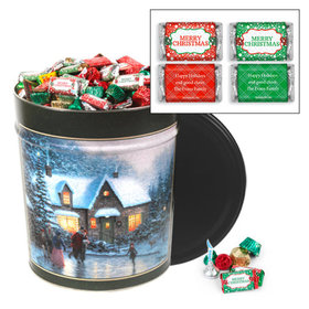 Personalized Skater's Pond Merry Christmas Hershey's Mix Tin - 20 lb