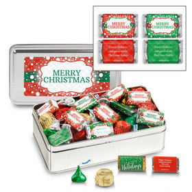 Personalized Sweet Silver Merry Christmas Hershey's Mix Tin - 1.5 lb