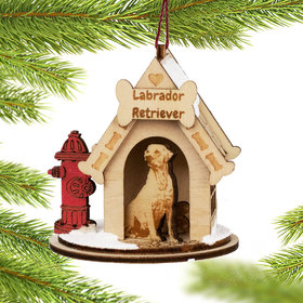 Labrador Retriever Doghouse Christmas Ornament