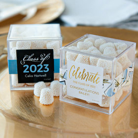 Personalized Graduation JUST CANDY® favor cube with Jelly Belly Gumdrops