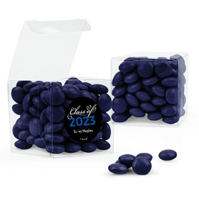 Personalized Blue Graduation Favor Assembled Clear Box with Just Candy Milk Chocolate Minis