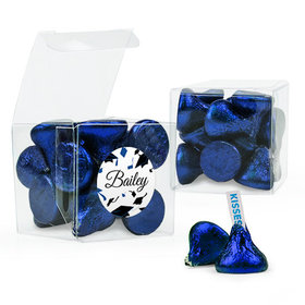 Personalized Blue Graduation Favor Assembled Clear Box with Hershey's Kisses