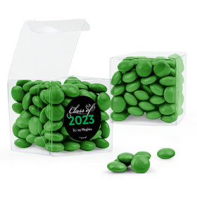 Personalized Green Graduation Favor Assembled Clear Box with Just Candy Milk Chocolate Minis