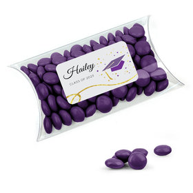 Personalized Purple Graduation Favor Assembled Pillow Box with Just Candy Milk Chocolate Minis