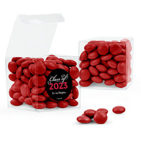 Personalized Red Graduation Favor Assembled Clear Box with Just Candy Milk Chocolate Minis