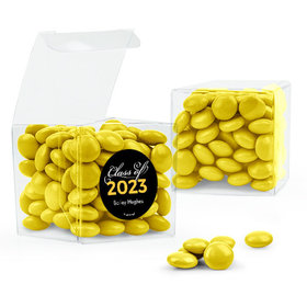 Personalized Yellow Graduation Favor Assembled Clear Box with Just Candy Milk Chocolate Minis
