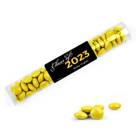 Personalized Yellow Graduation Favor Assembled Clear Tube with Just Candy Milk Chocolate Minis