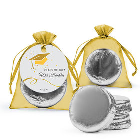 Personalized Yellow Graduation Favor Assembled Organza Bag Hang tag with Chocolate Covered Oreo Cookie
