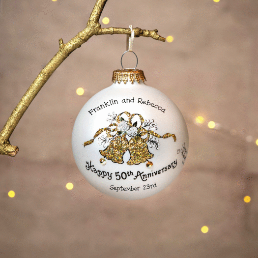 Personalized Happy 50th Anniversary Bells Christmas Ornament
