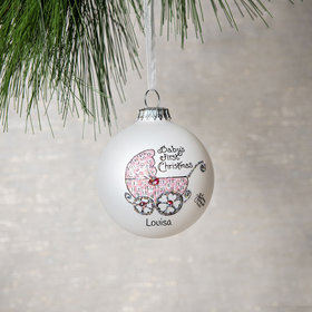 Personalized Baby's First Christmas Pram (Girl) Christmas Ornament