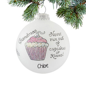 Personalized Grandmas Never Run Out of Cupcakes or Kisses Christmas Ornament