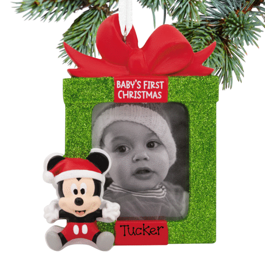 Hallmark Personalized Mickey Baby's First Disney Christmas Photo Holder Disney Christmas Ornament
