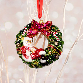Santa Long Winters Nap Wreath Christmas Ornament