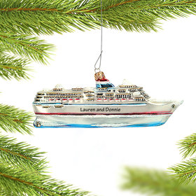 Personalized Cruise Ship Polish Glass Christmas Ornament