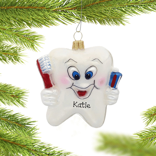 Personalized Happy Tooth Christmas Ornament